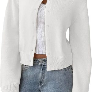 IWD Womens Cropped Cardigan Sweaters Knit Lightweight Crop Sweater Fall Outfits Trendy Open Front Clothes 2026