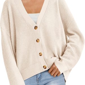 Women Cardigan Sweaters 2026 Fall Oversized Button Open Front Knit Lightweight Cardigans Fall Outfits Outerwear